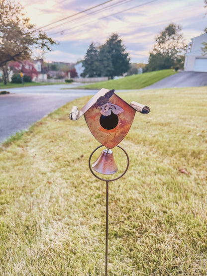 Happy Gardens - Birdhouse and Bell Garden Stake