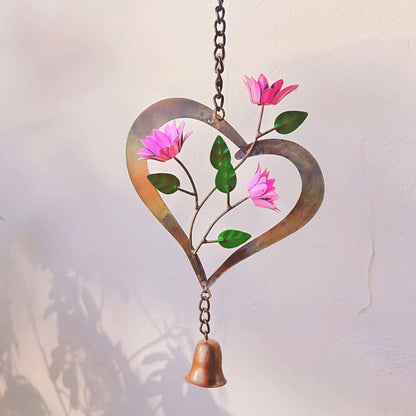 Flowers On Heart Hanging Ornament - Happy Gardens