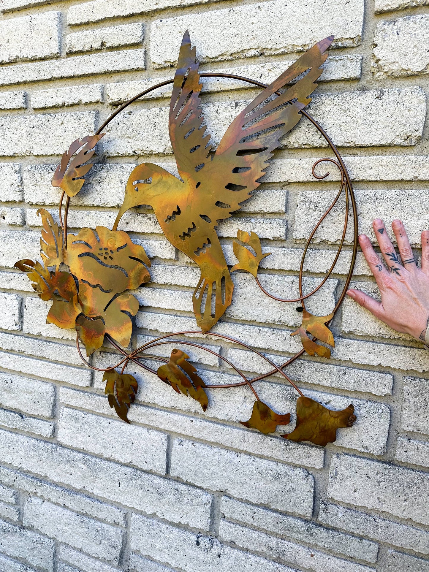Happy Gardens - Hummingbird and Lily Wall Hanging, 16"