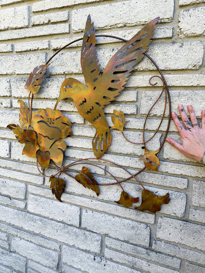Happy Gardens - Hummingbird and Lily Wall Hanging, 16"
