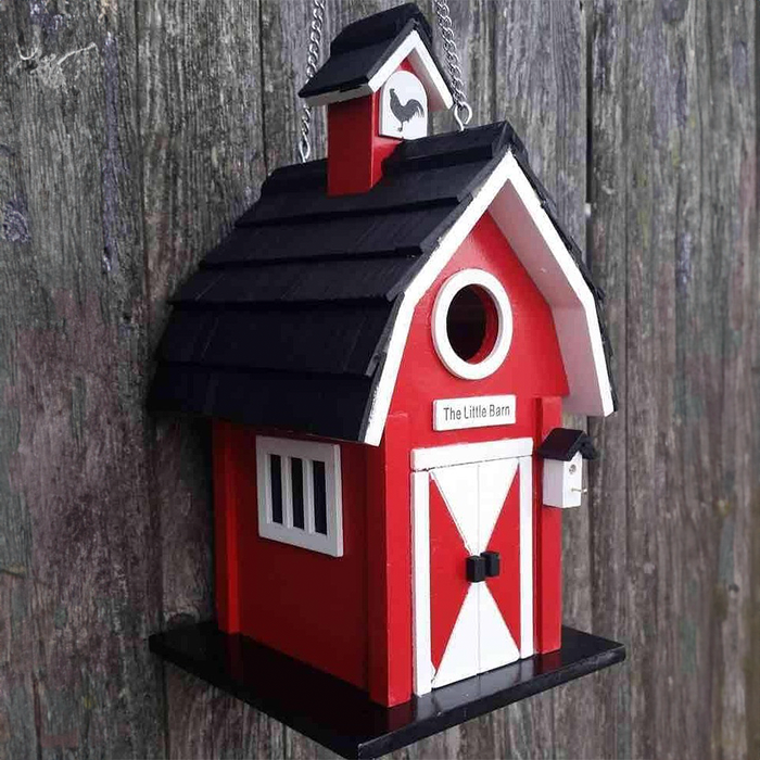 Happy Gardens - Little Red Barn Bird House Cropped View