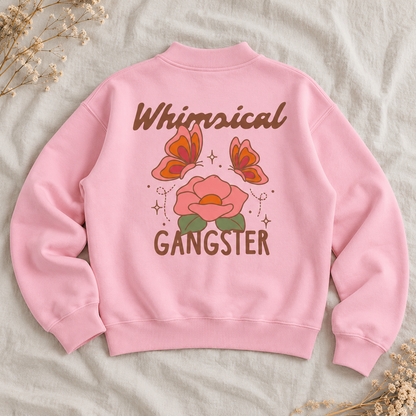 Whimsical Gangster Essential Fleece Mock-Neck Crew Sweatshirt