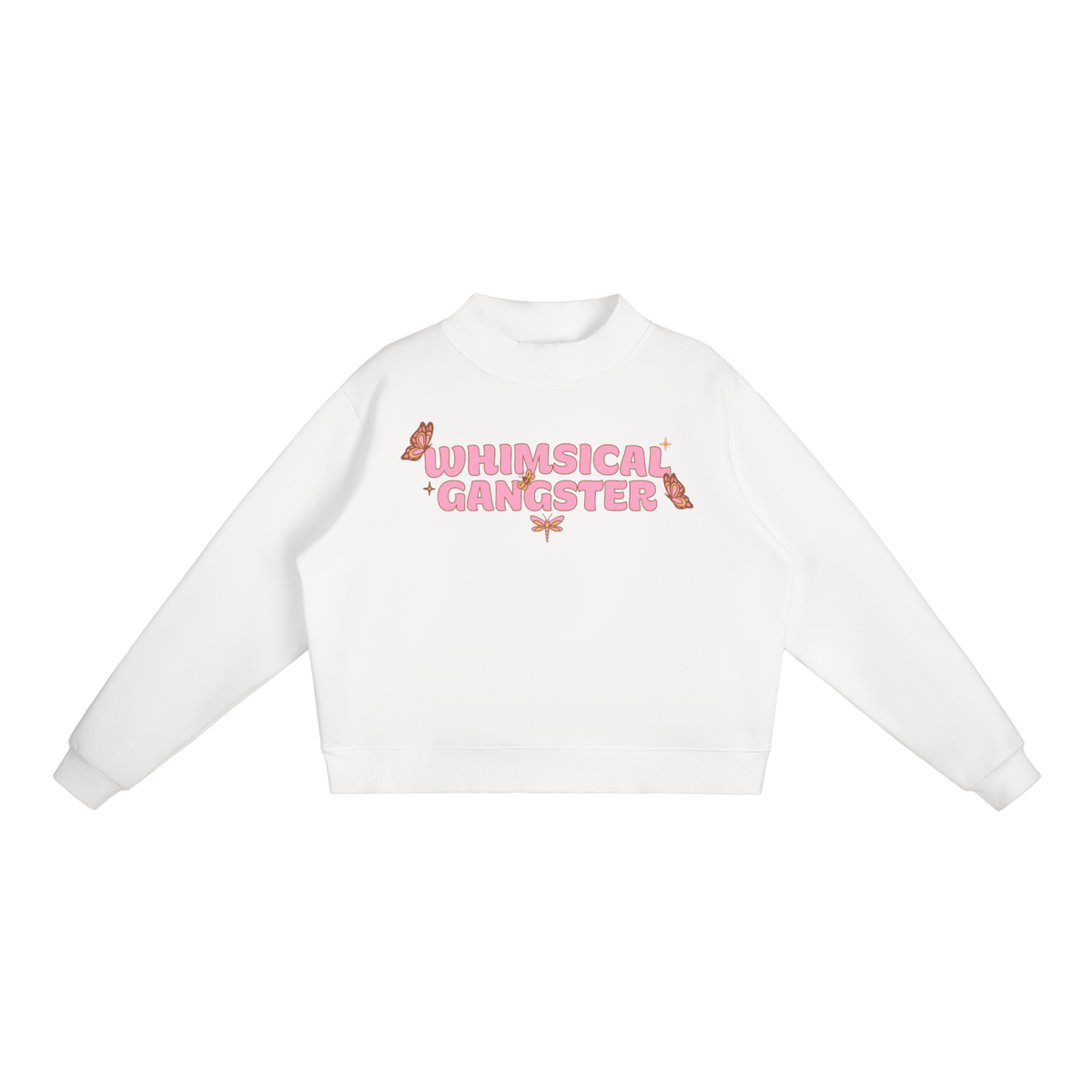 Whimsical Gangster Essential Fleece Mock-Neck Crew Sweatshirt