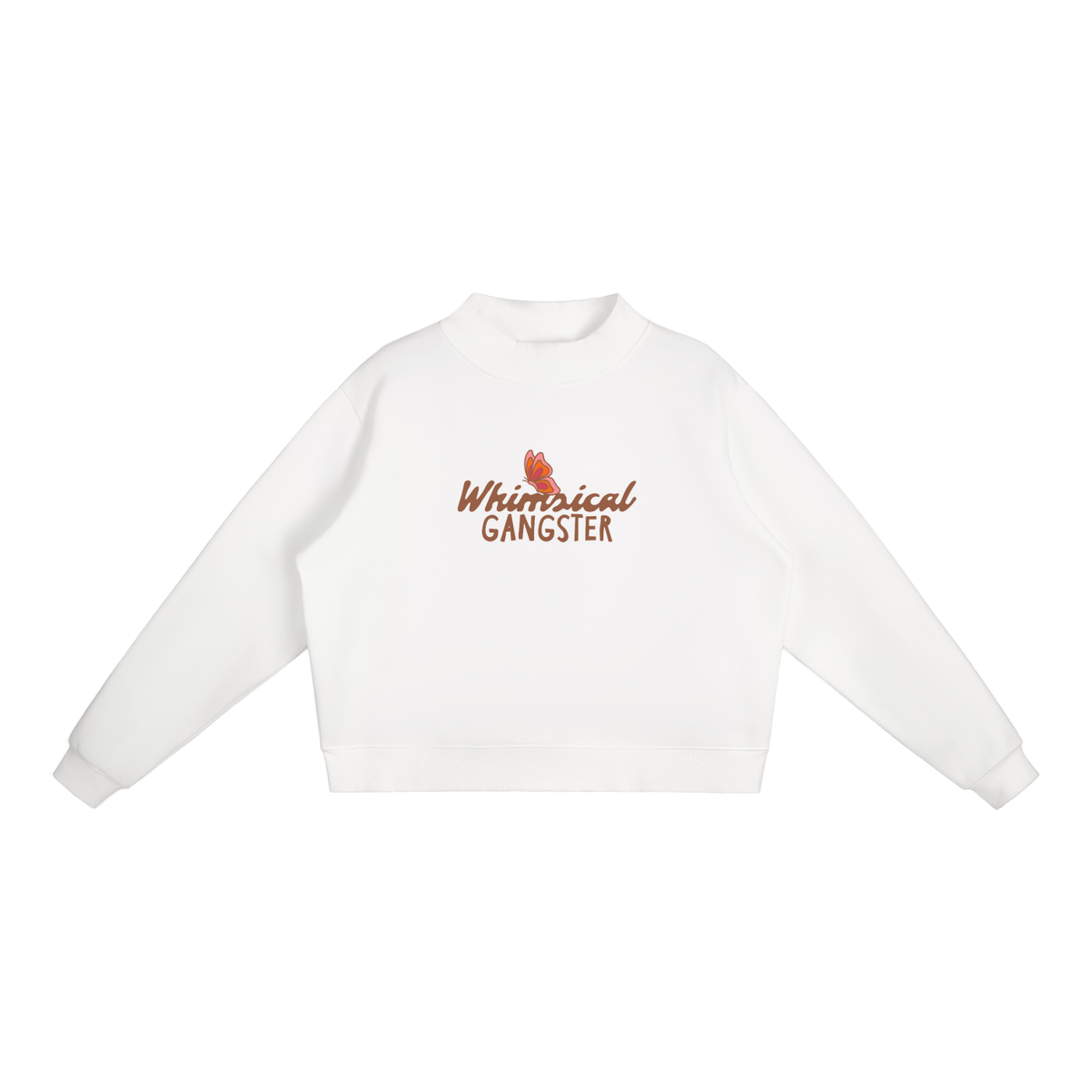 Whimsical Gangster Essential Fleece Mock-Neck Crew Sweatshirt
