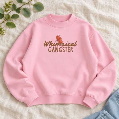 Whimsical Gangster Essential Fleece Mock-Neck Crew Sweatshirt