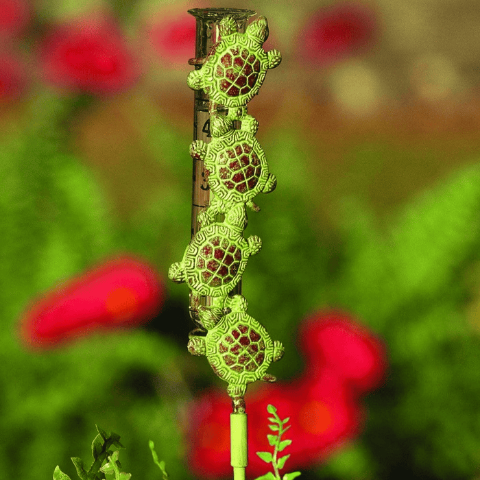 Happy Gardens - Cast Brass Turtle Rain Gauge