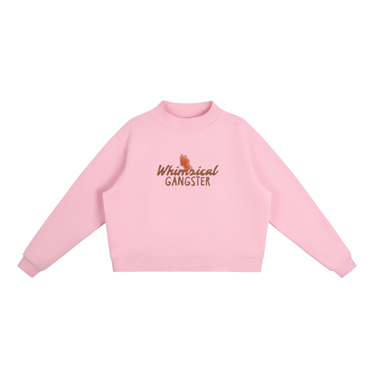 Whimsical Gangster Essential Fleece Mock-Neck Crew Sweatshirt