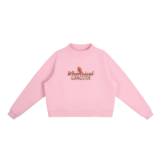 Whimsical Gangster Essential Fleece Mock-Neck Crew Sweatshirt