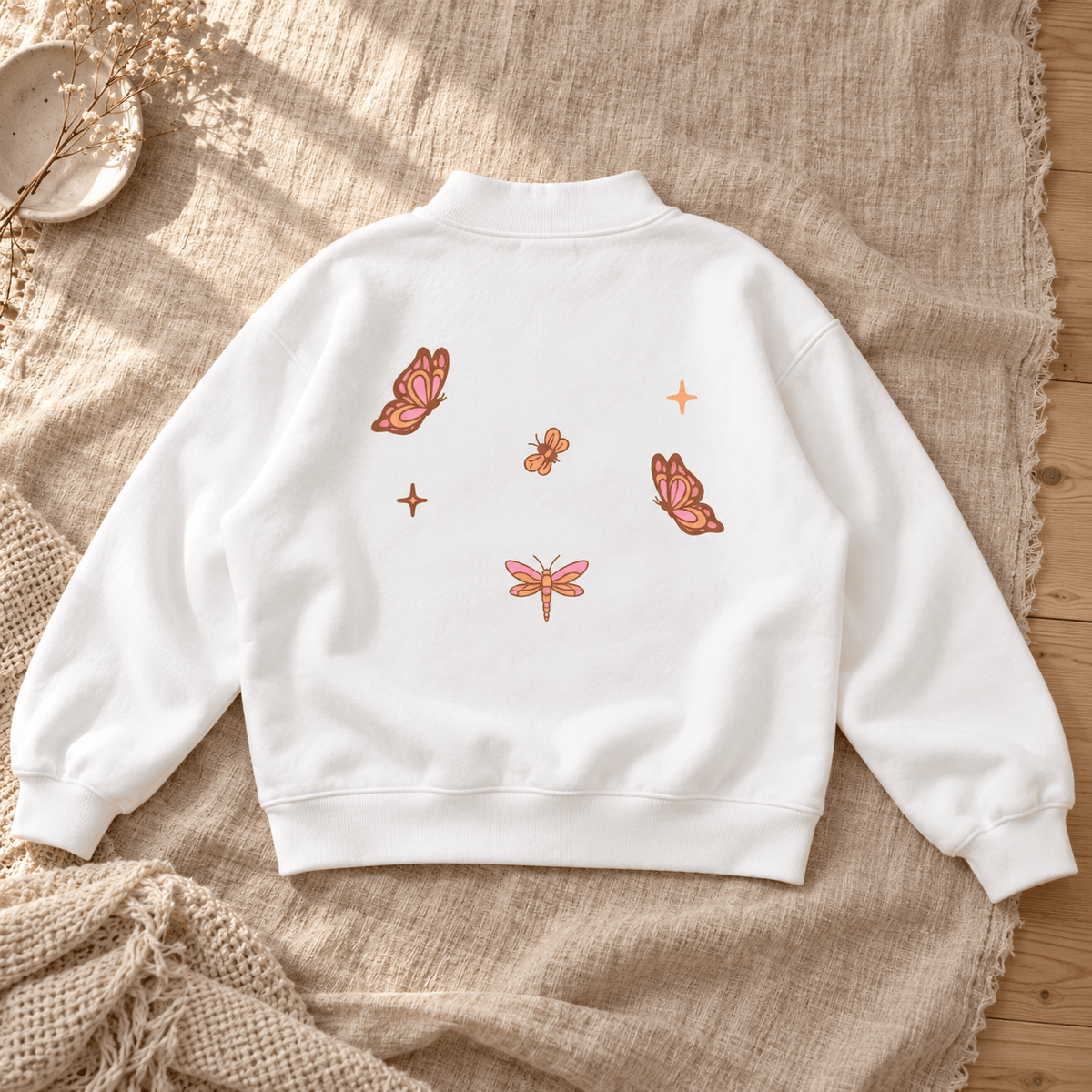 Whimsical Gangster Essential Fleece Mock-Neck Crew Sweatshirt
