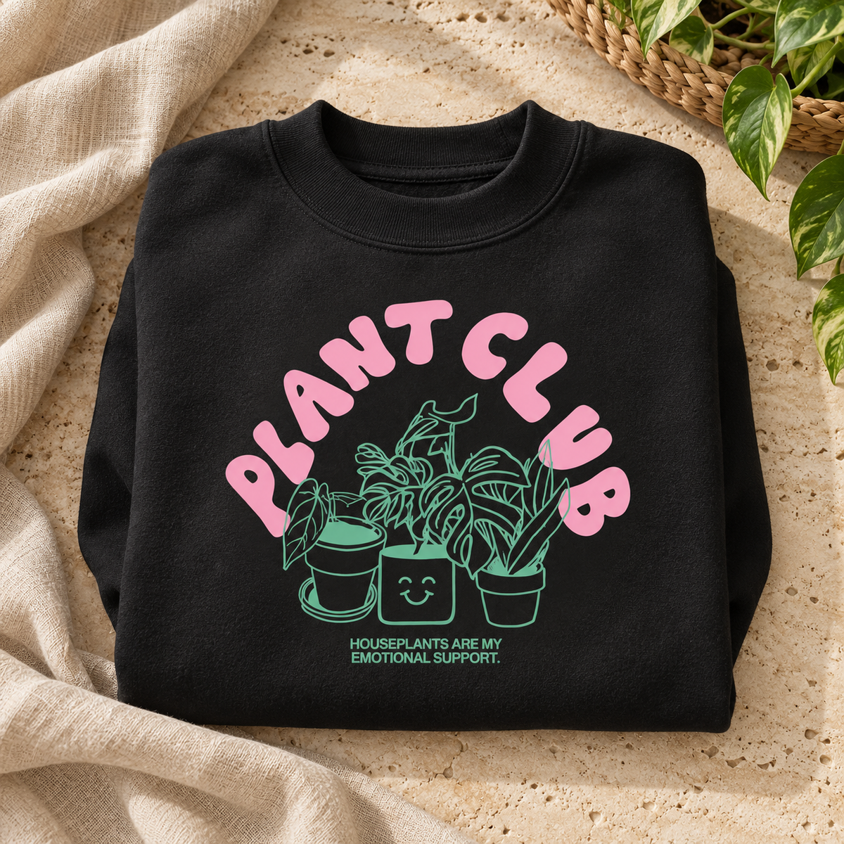 Plant Club - Essential Fleece Mock-Neck Crew Sweatshirt