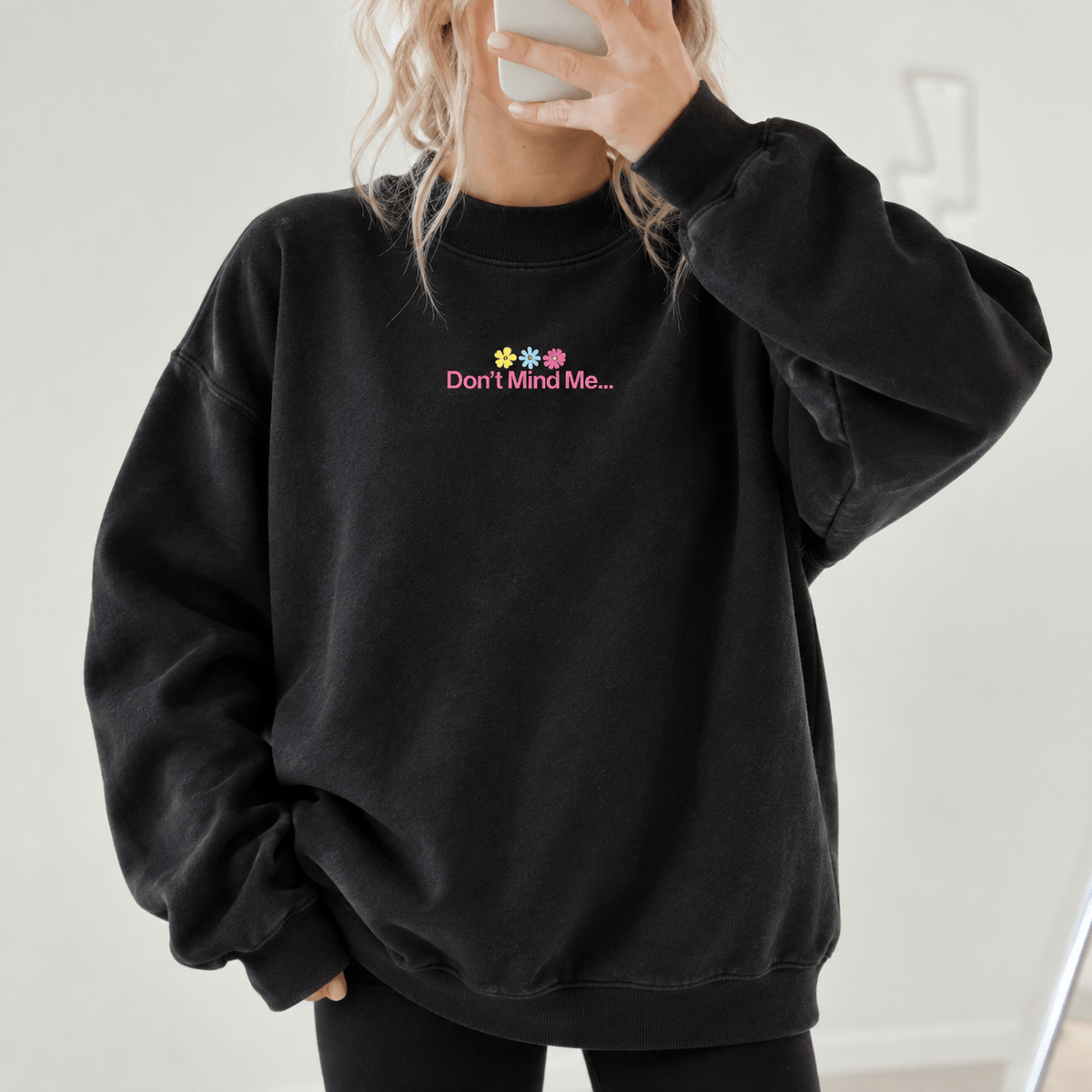 Just A Flower Child - Fleece Mock-Neck Crew Sweatshirt