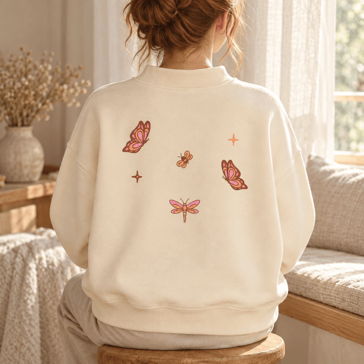 Whimsical Gangster Essential Fleece Mock-Neck Crew Sweatshirt