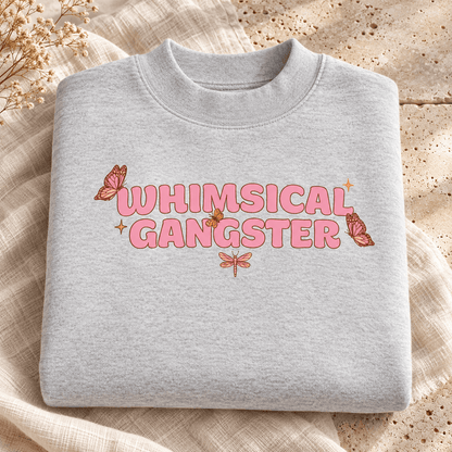 Whimsical Gangster Essential Fleece Mock-Neck Crew Sweatshirt
