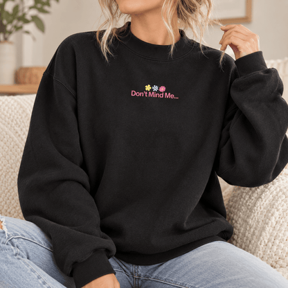 Just A Flower Child - Fleece Mock-Neck Crew Sweatshirt