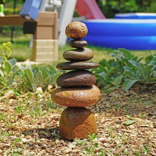 Happy Gardens - 7 Stone Cairn Garden Statue