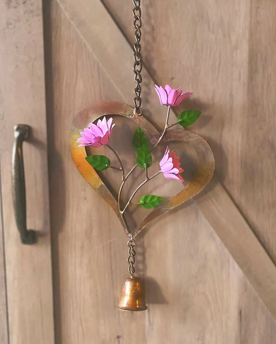 Flowers On Heart Hanging Ornament - Happy Gardens