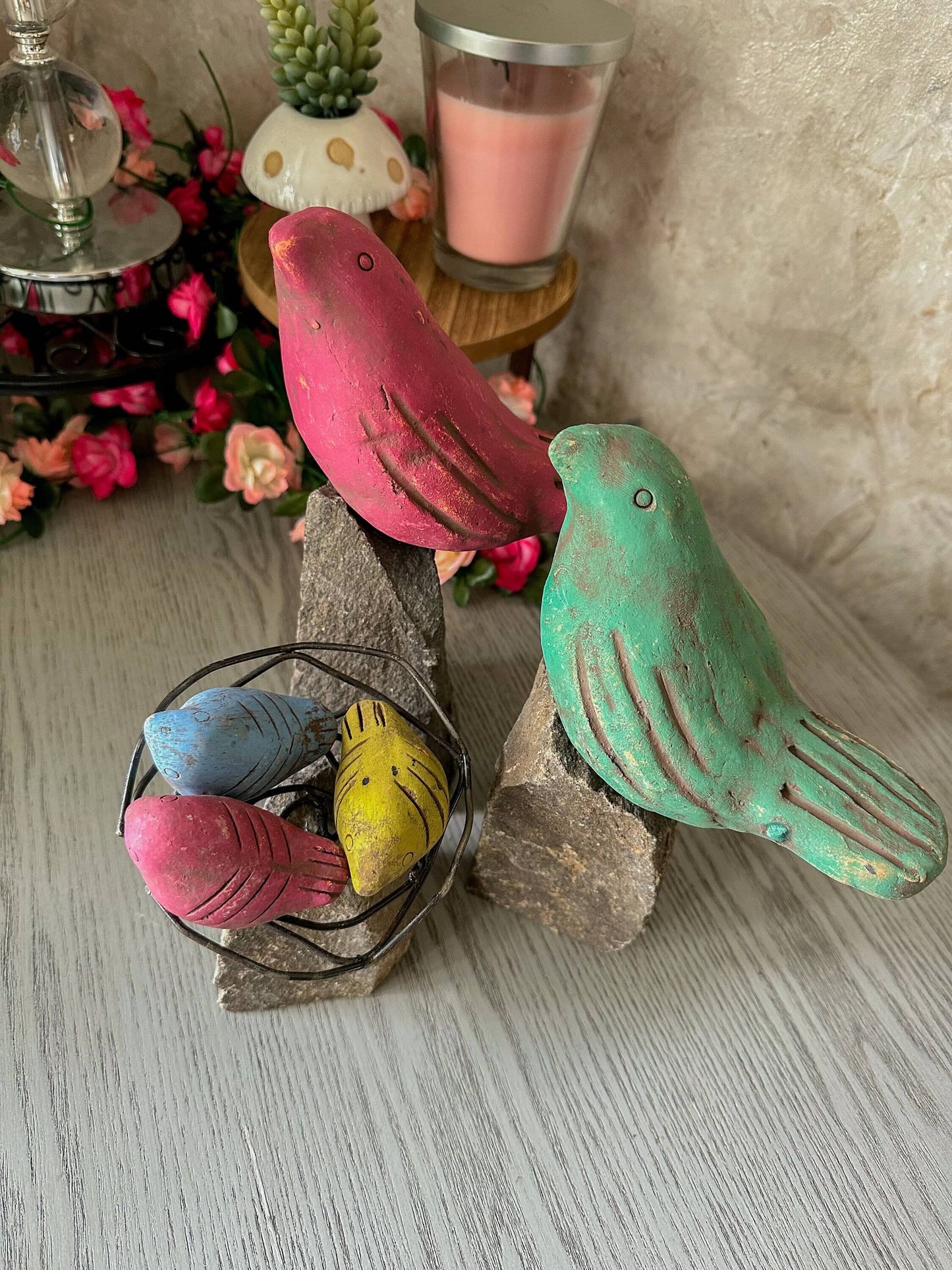 Happy Gardens - Birds on Rocks Garden Statue