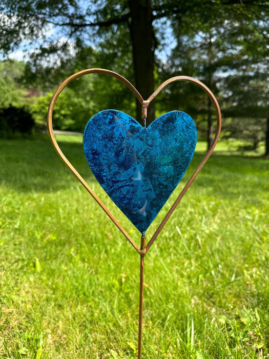 Happy Gardens - Blue Heart Disc Garden Stake