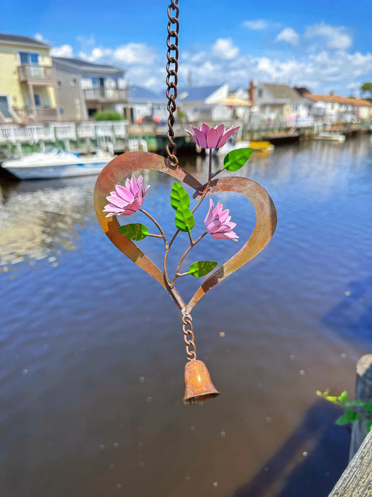 Flowers On Heart Hanging Ornament - Happy Gardens