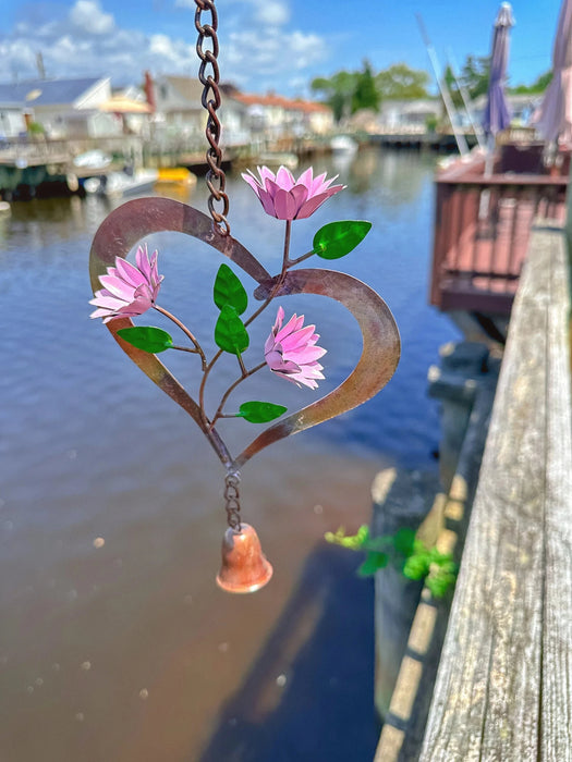 Flowers On Heart Hanging Ornament - Happy Gardens