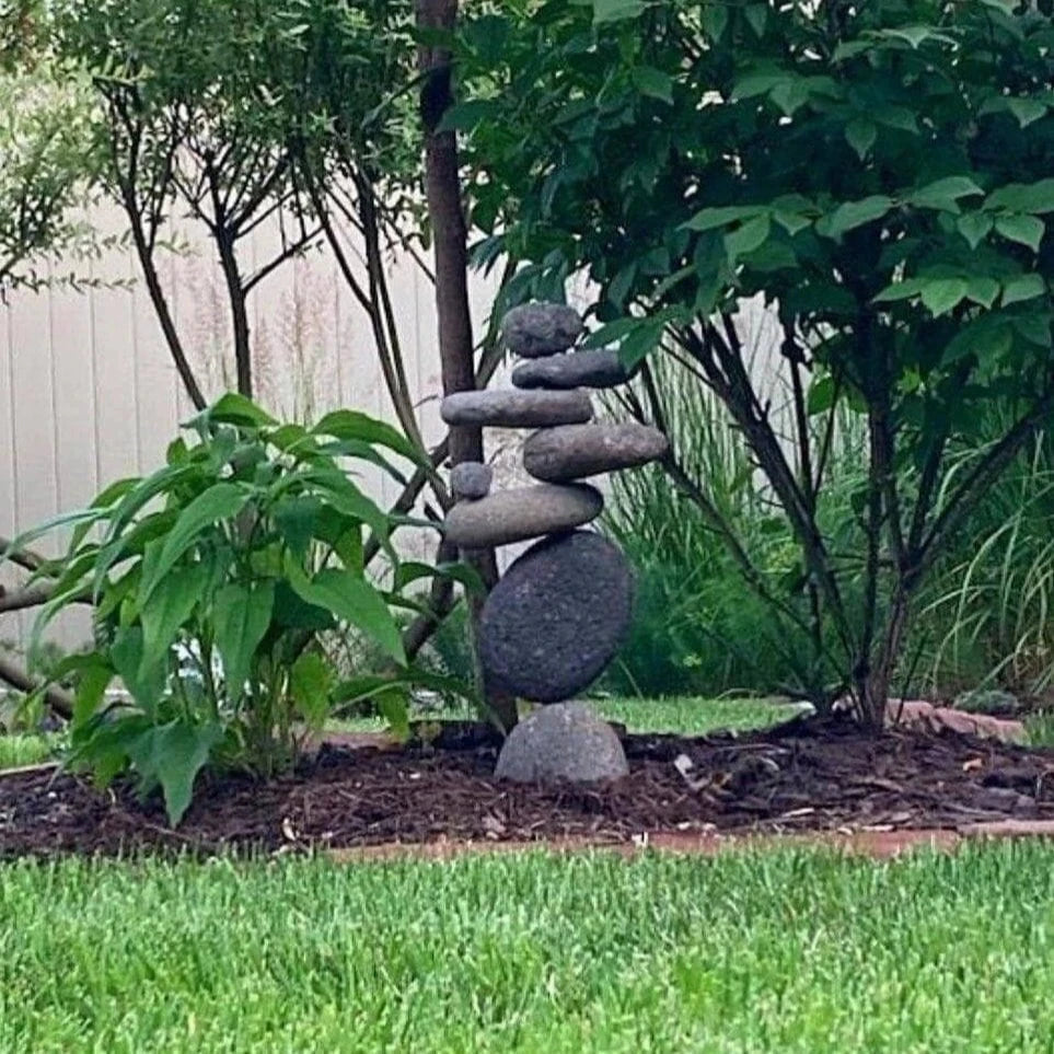 Happy Gardens - 8 Stone Cairn Garden Statue