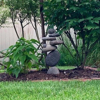 Happy Gardens - 8 Stone Cairn Garden Statue