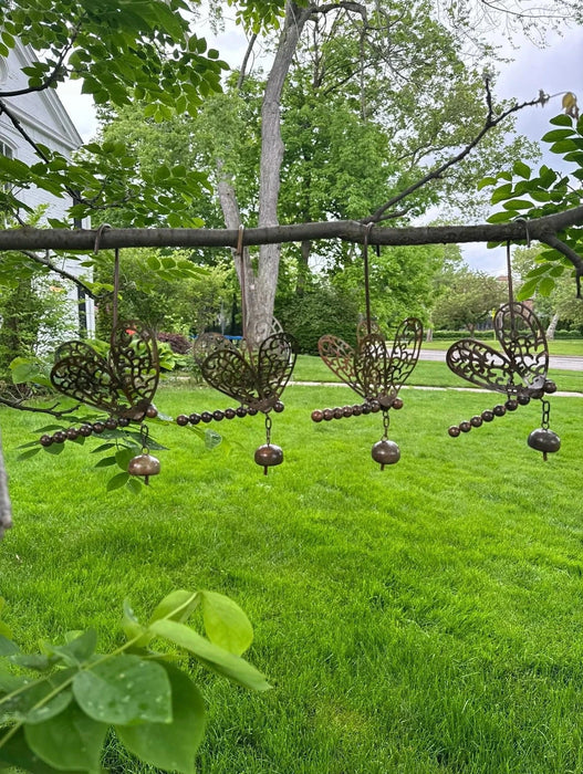 Hanging Dragonfly with Bell Ornament - Happy Gardens