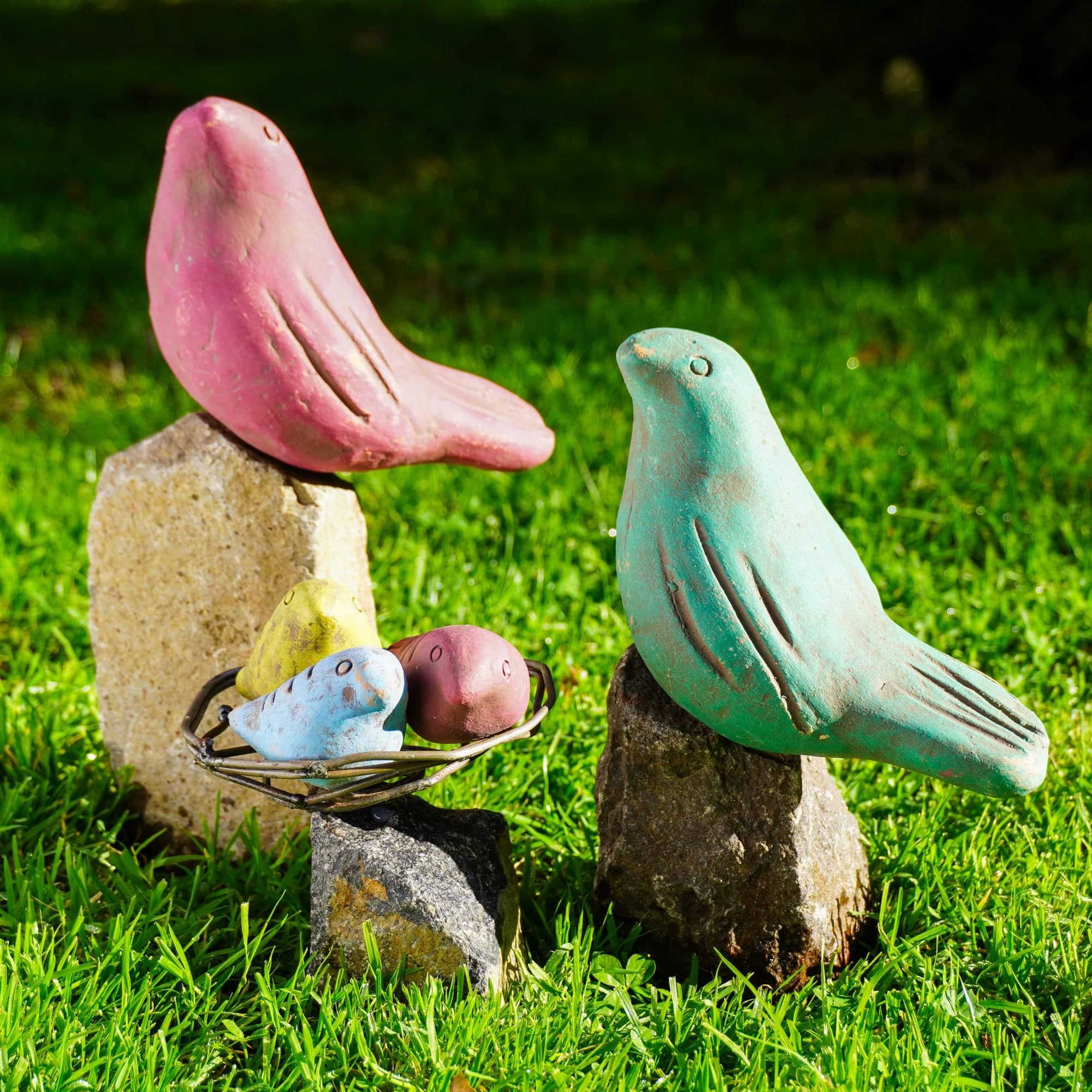 Garden Statue - Birds on Rocks Set of 3 – Happy Gardens