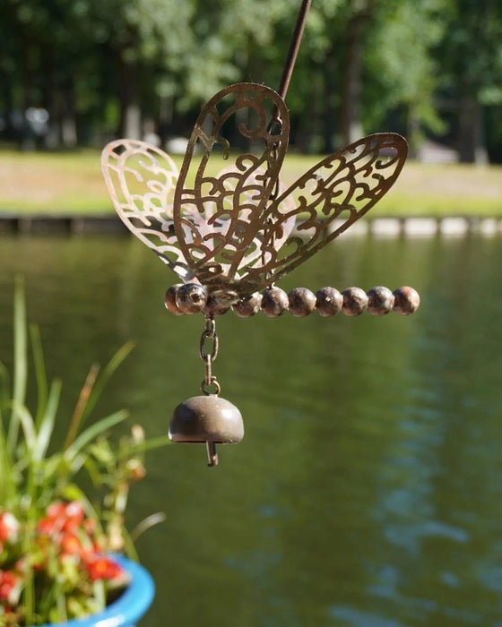 Hanging Dragonfly with Bell Ornament - Happy Gardens