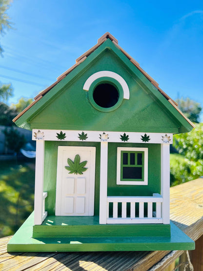 Cannabis Cottage Birdhouse - Happy Gardens