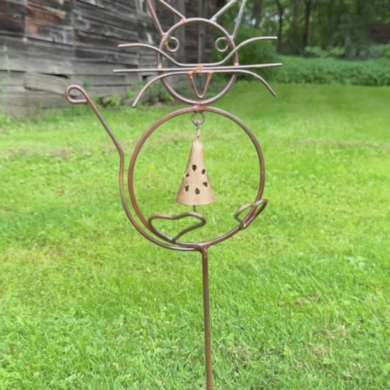 Happy Gardens - Cat with Bell Garden Stake