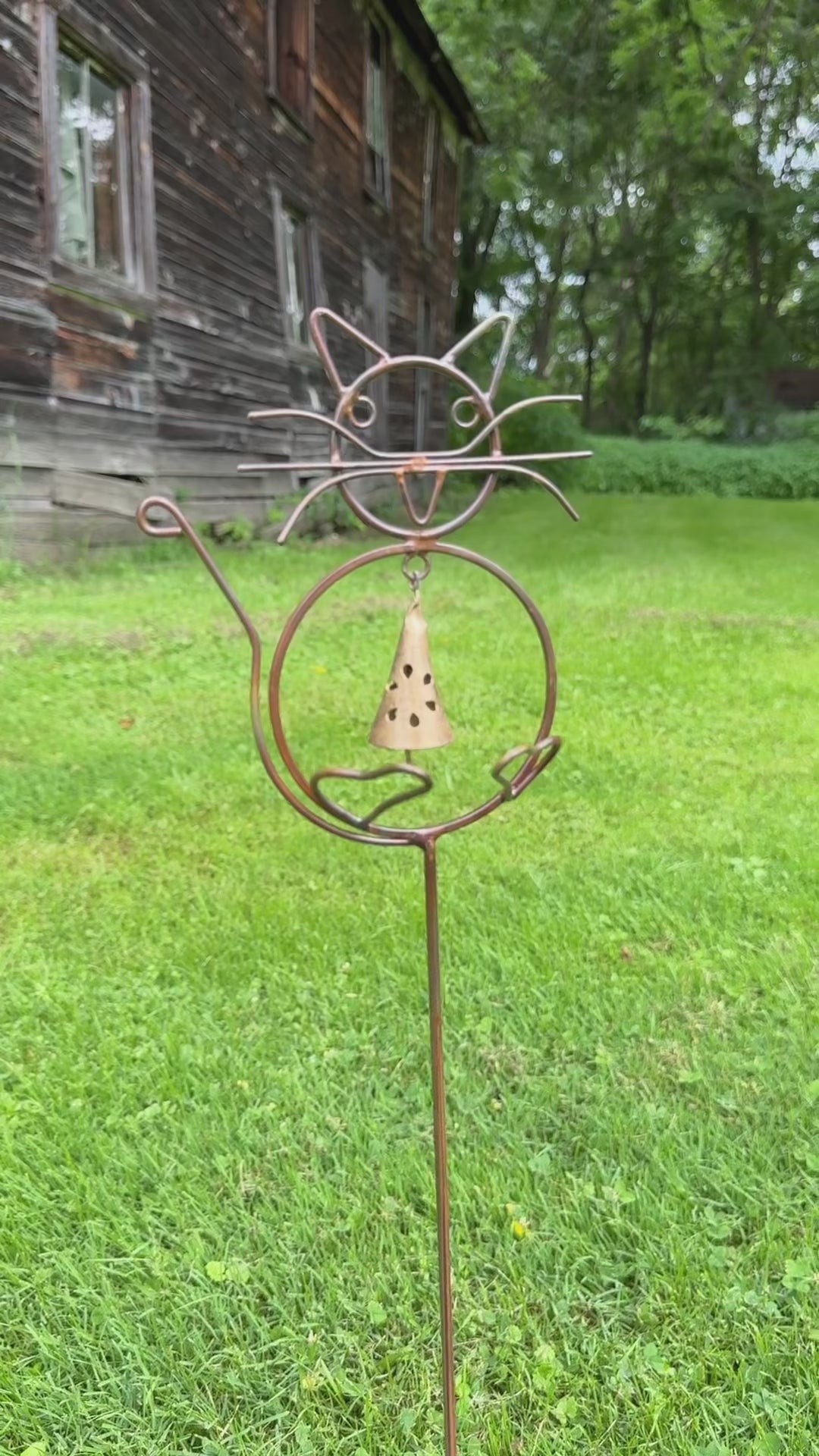 Happy Gardens - Cat with Bell Garden Stake