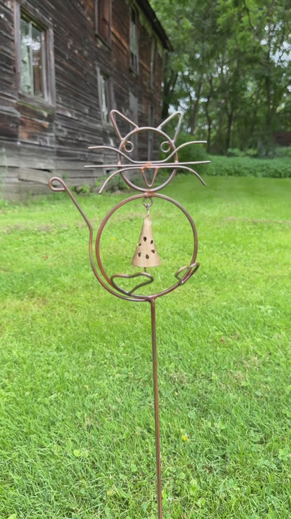 Happy Gardens - Cat with Bell Garden Stake