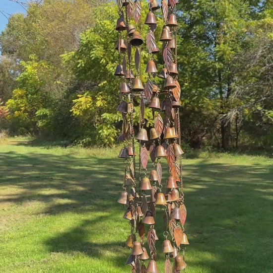 Triple Tiered Bells and Leaves Wind Chime - Happy Gardens