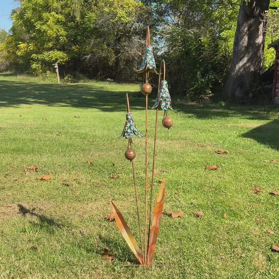 Floral Triple Bluebell Garden Stake - Happy Gardens