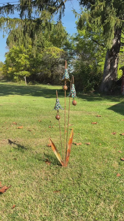 Floral Triple Bluebell Garden Stake - Happy Gardens