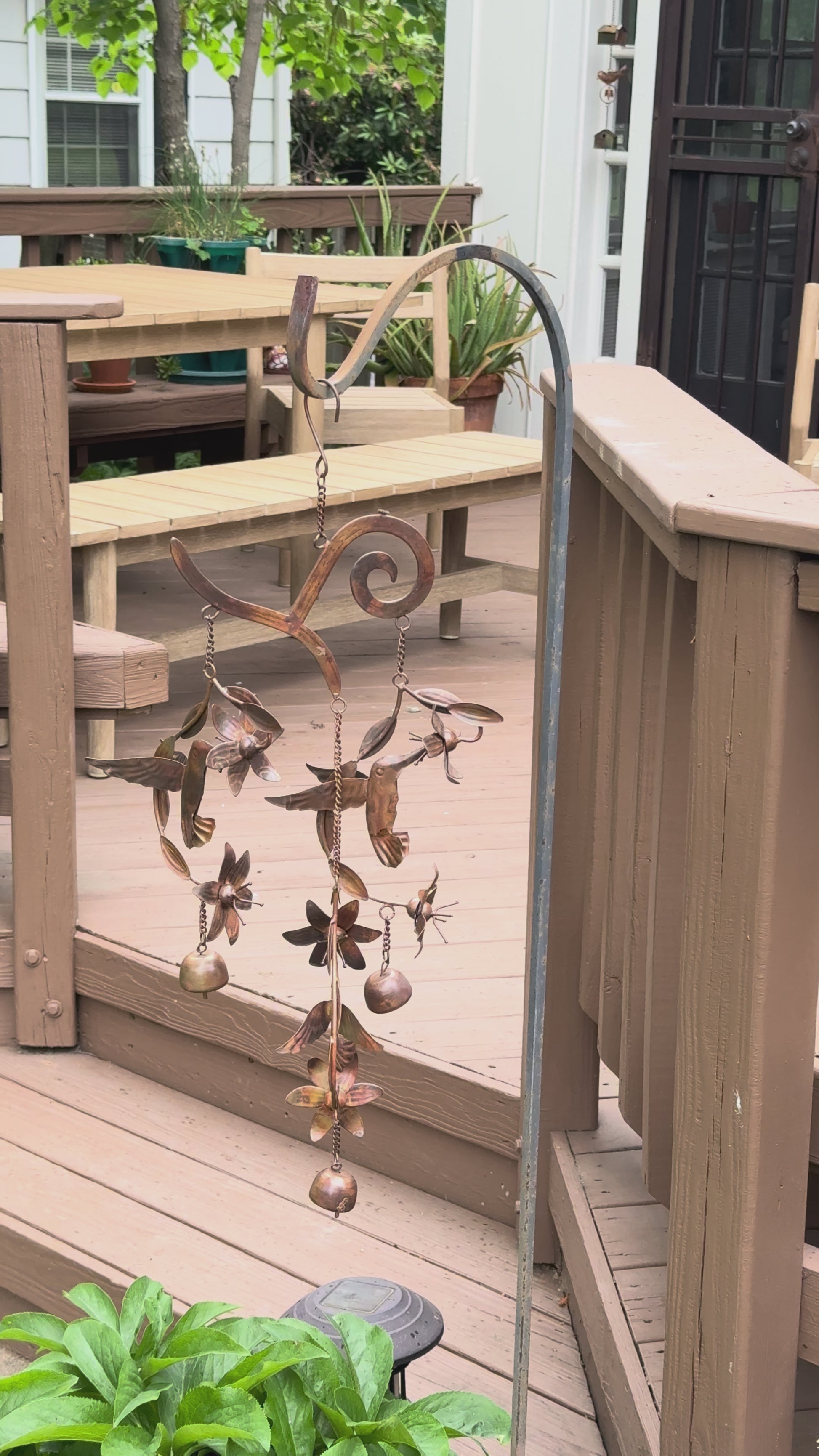 Hummingbirds w/Flowers Flamed Wind Chime - Happy Gardens