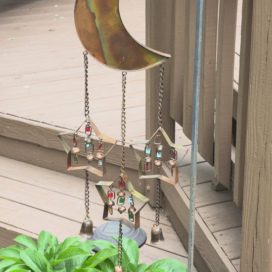 Happy Gardens - Moon and Stars w/Dangles Wind Chime