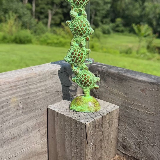 Happy Gardens - Cast Brass Turtle Rain Gauge