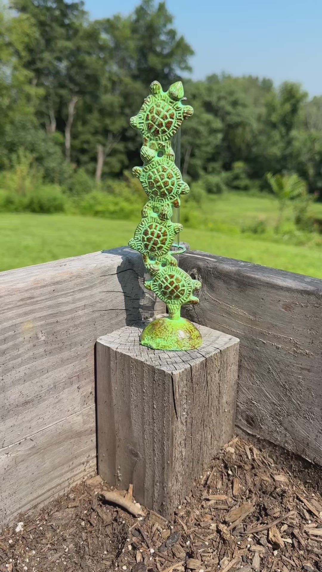 Happy Gardens - Cast Brass Turtle Rain Gauge