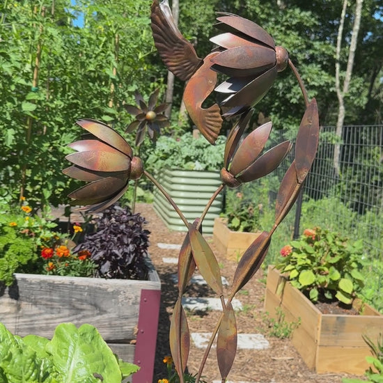 Happy Gardens - Hummingbird Floral Garden Stake