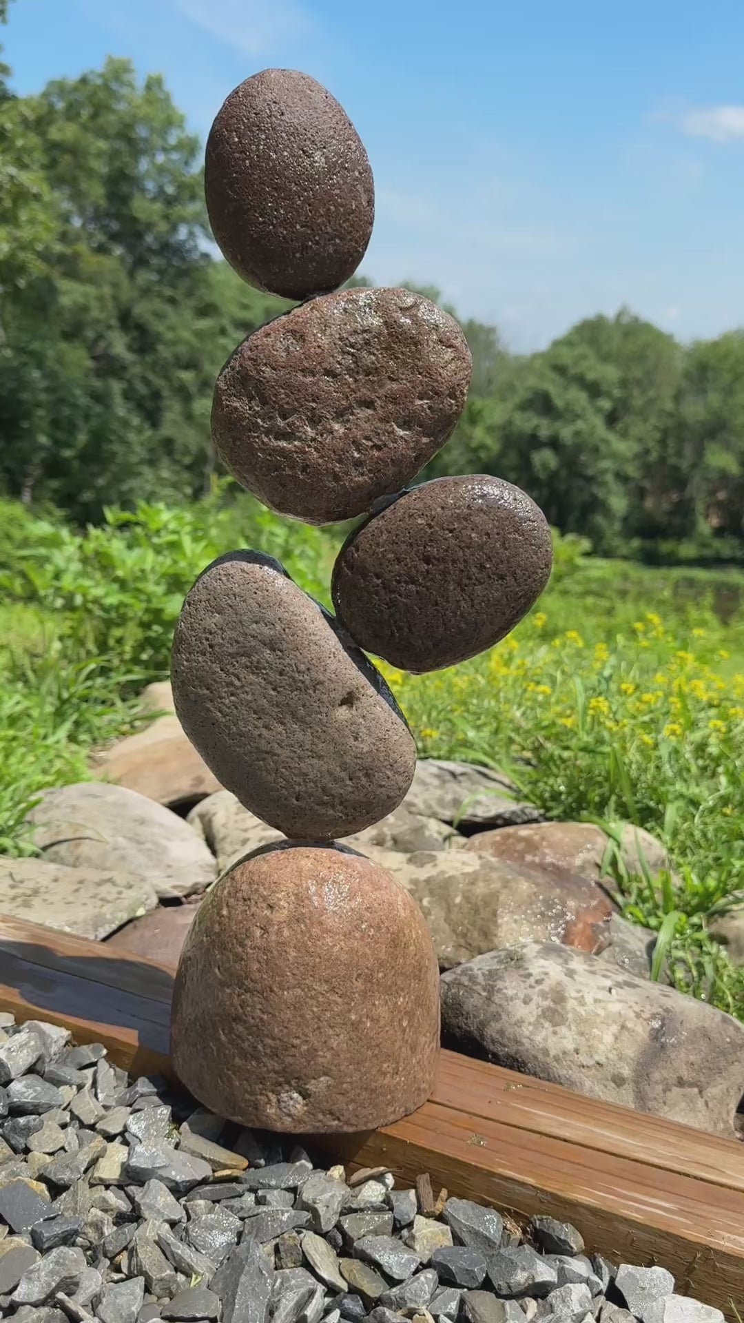 19” Flat Stone Cairn - Happy Gardens