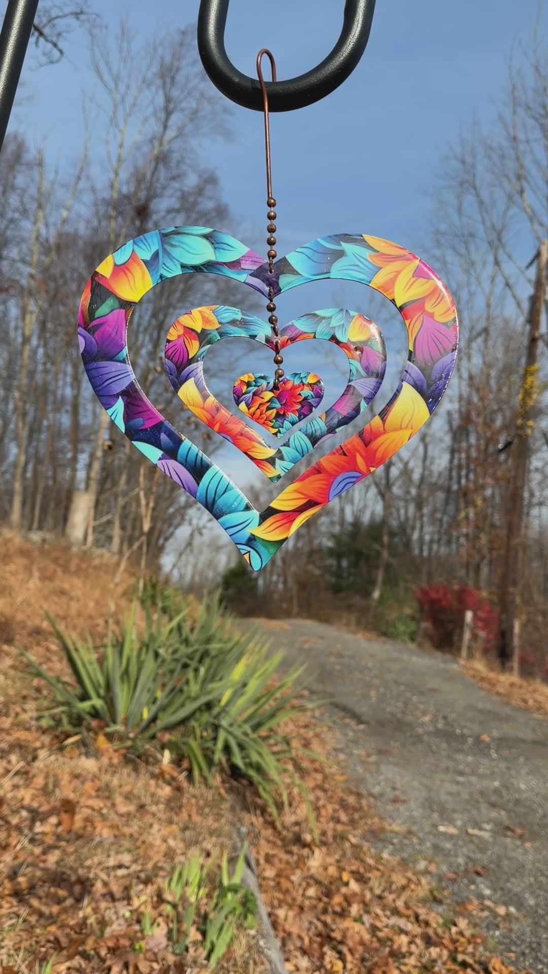 Triple Spinning Heart Multicolor Ornament - Happy Gardens