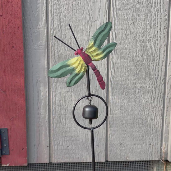 Happy Gardens - Dragonfly w/Bell Garden Stake