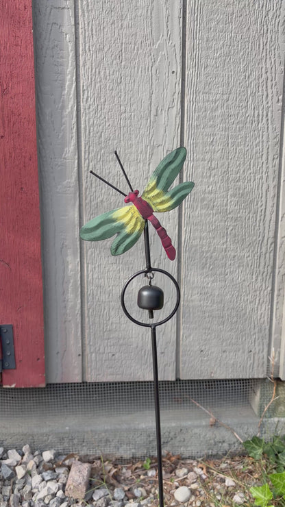 Happy Gardens - Dragonfly w/Bell Garden Stake