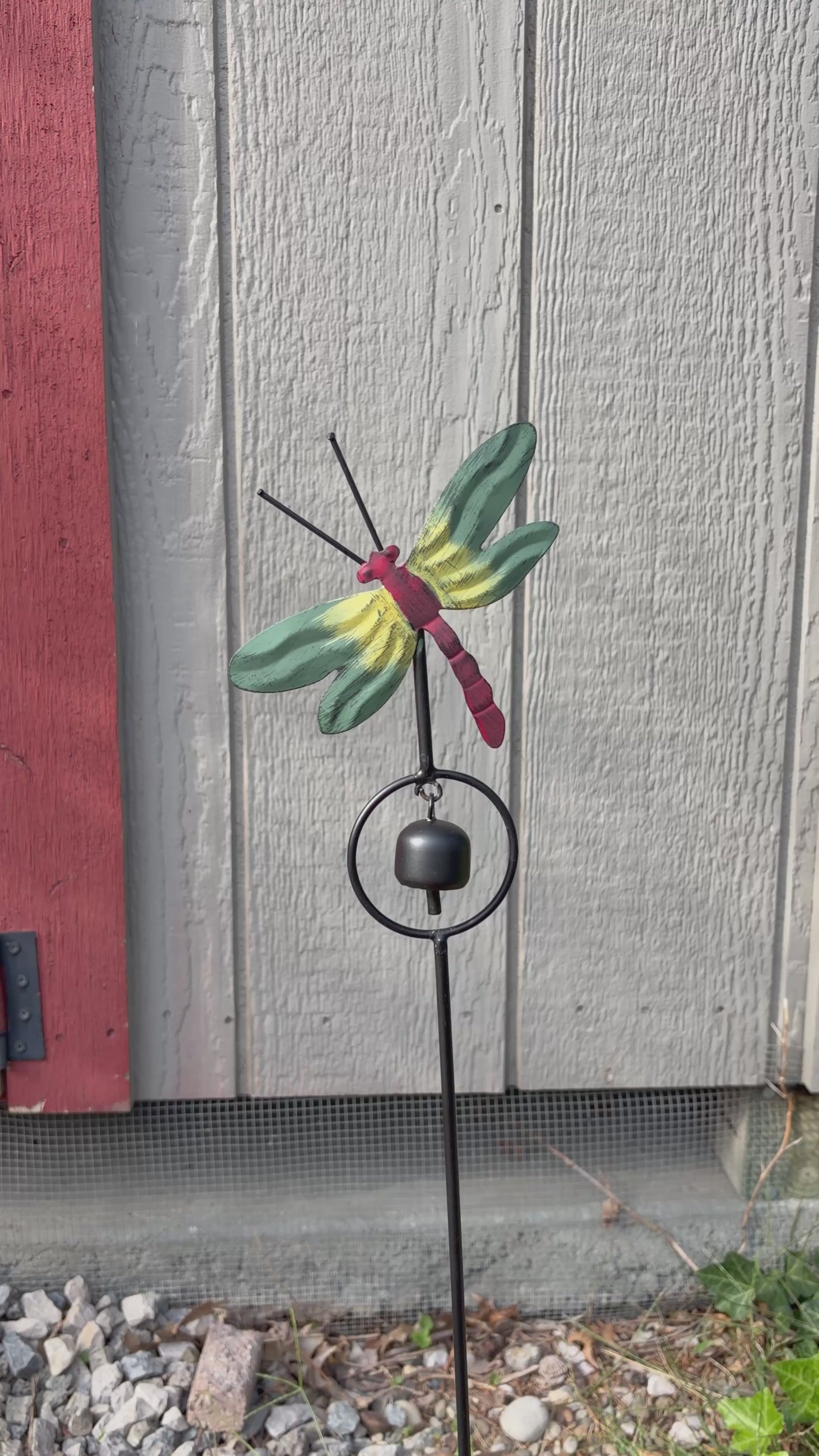 Happy Gardens - Dragonfly w/Bell Garden Stake