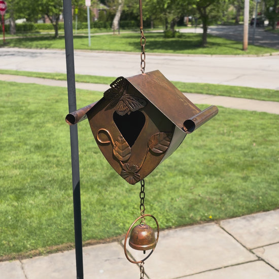 Happy Gardens - Triple Birdhouse and Bells Hanging Ornament