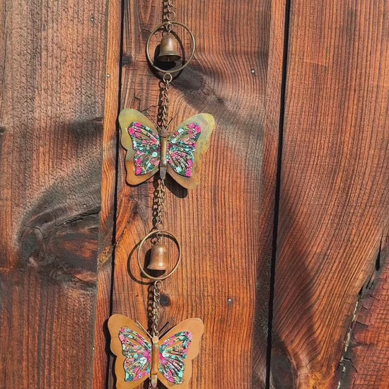 Triple Floral Butterfly Hanging Ornament -Happy Gardens
