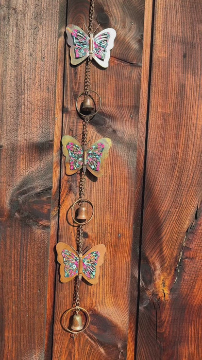 Triple Floral Butterfly Hanging Ornament -Happy Gardens
