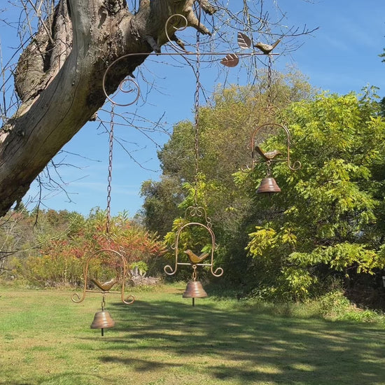 Triple Birds on Swings Wind Chime - Happy Gardens